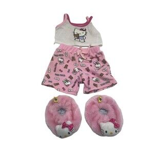Build A Bear Hello Kitty Pajamas PJs Sanrio Cupcake Clothes Outfit Set Pnk & Wht